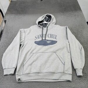 Ouray Hoodie Mens Large Gray Santa Cruz Surf Graphic Pullover Fleece Sweatshirt